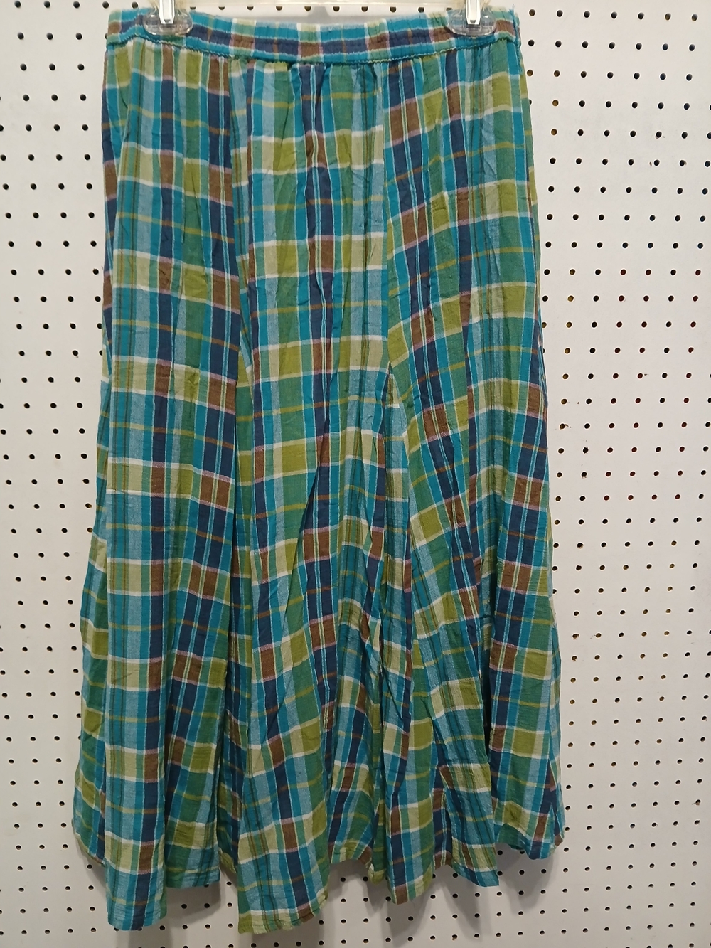 White Stag Plaid Midi Skirt in Teal, Green and Brown - Picture 8 of 12
